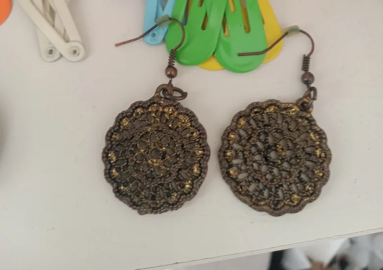 Bronze-tone Filigree Drop Earrings thumbnail