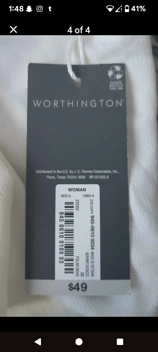 Worthington White Blouse - Size 2X image indicator(4)