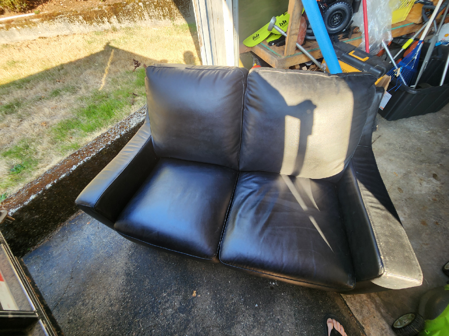 Black Pleather Loveseat Sofa - photo 2