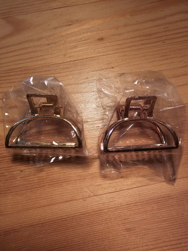 2 Metal Hair Claw Clips - Gold & Rose Gold