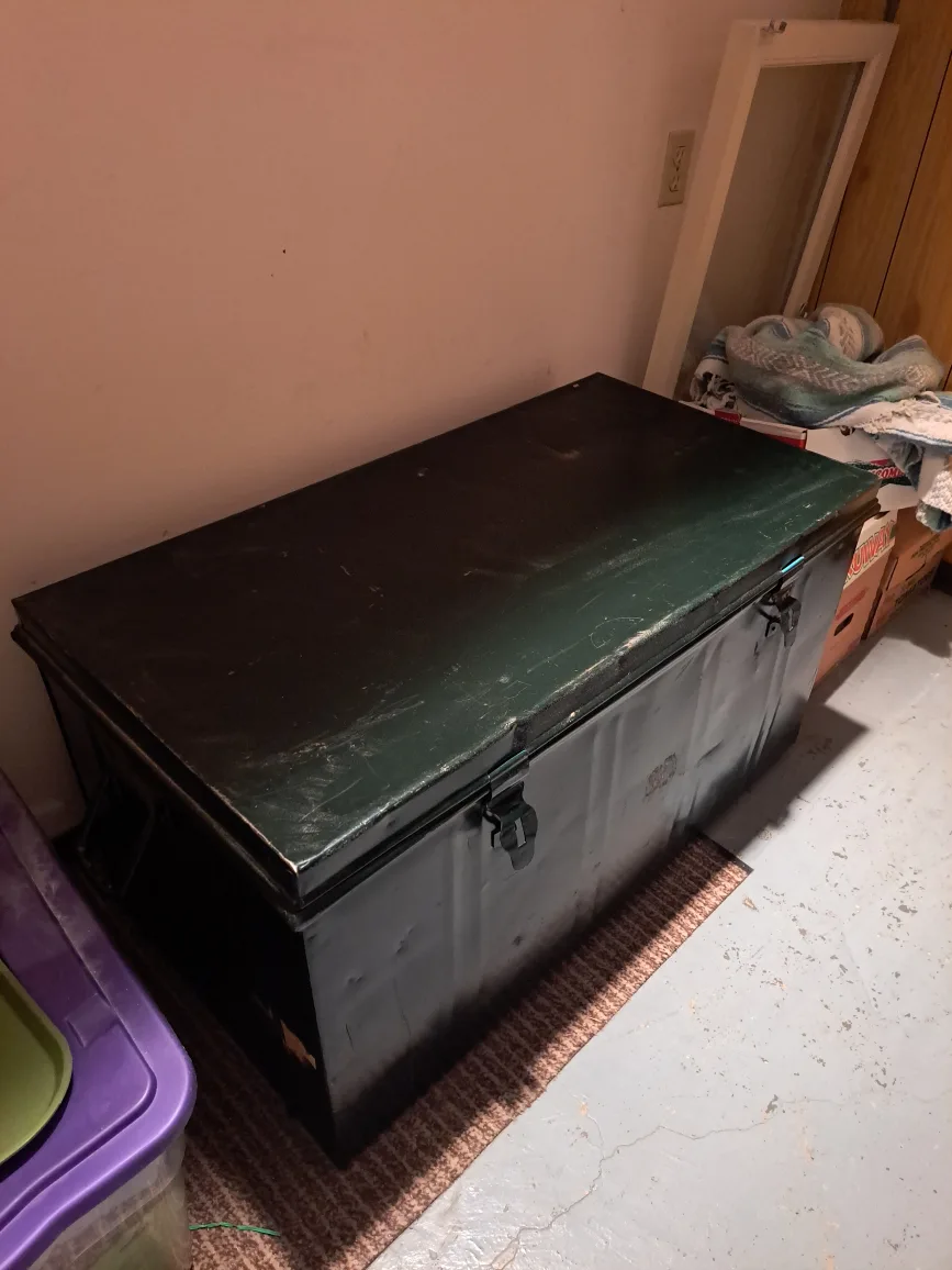 Vintage Metal Storage Trunk - Made in Belgium thumbnail