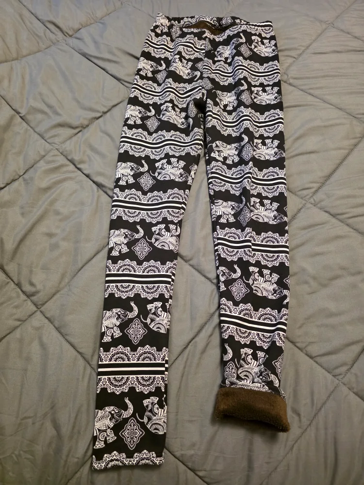 Just Cozy M/L Fleece Lined Leggings - Elephant Print thumbnail