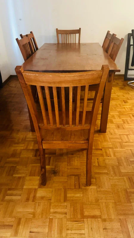 Wood Dining Table with 6 Chairs image indicator(2)