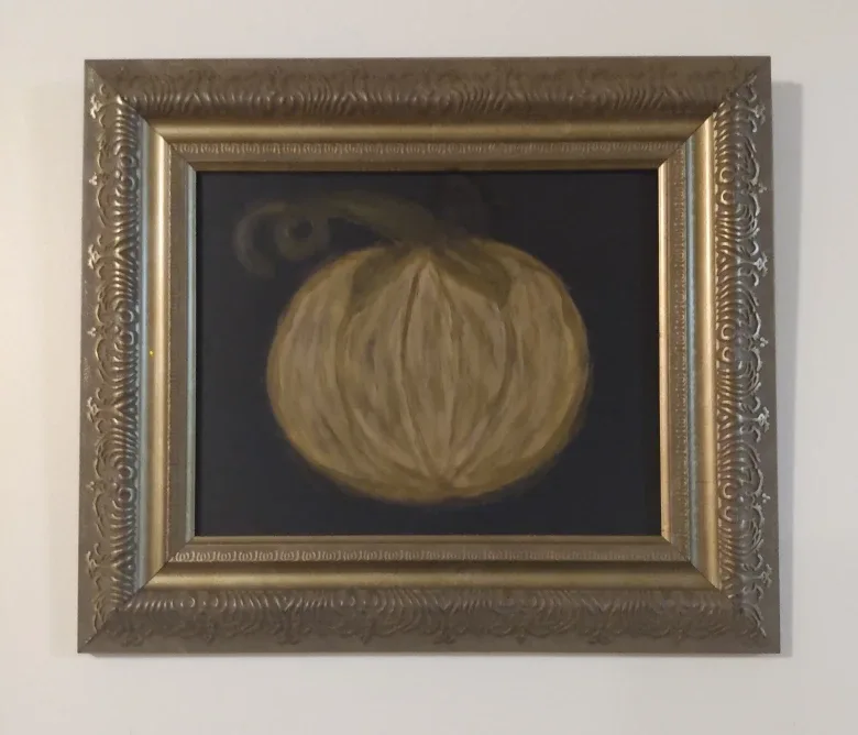 Antique Frame with hand painted pumpkin , changed out seasonaly image indicator(2)