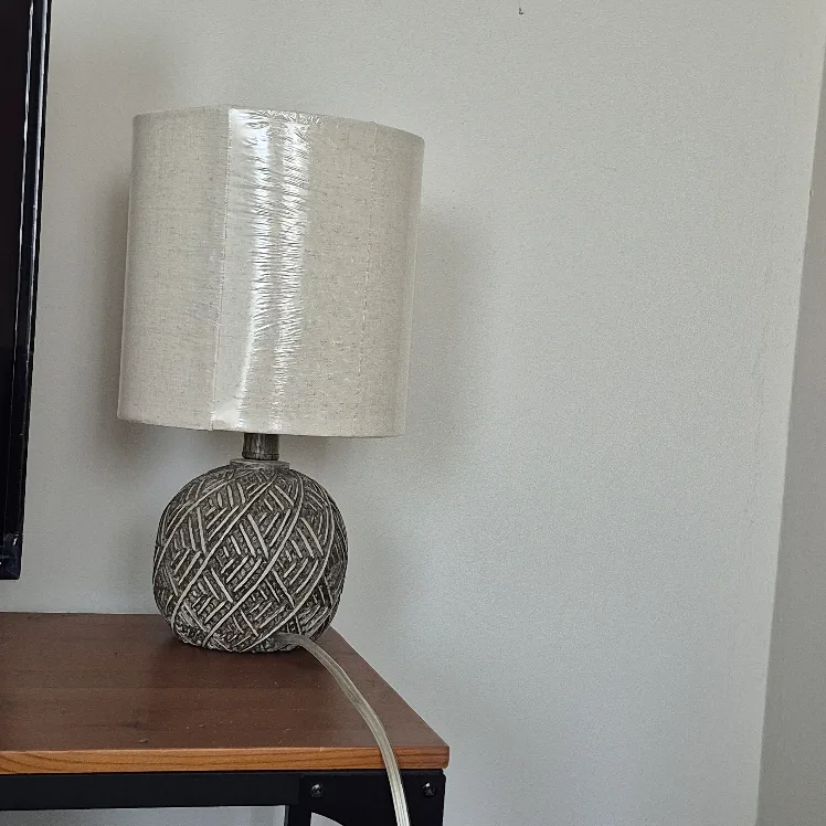 Neutral Table Lamp with Woven Base thumbnail