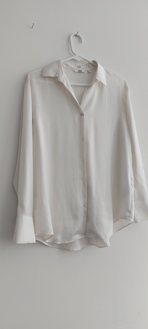 Uniqlo White Rayon Long Sleeve Blouse - Size S