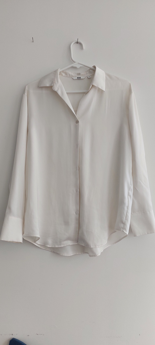 Uniqlo White Rayon Long Sleeve Blouse - Size S - photo 4