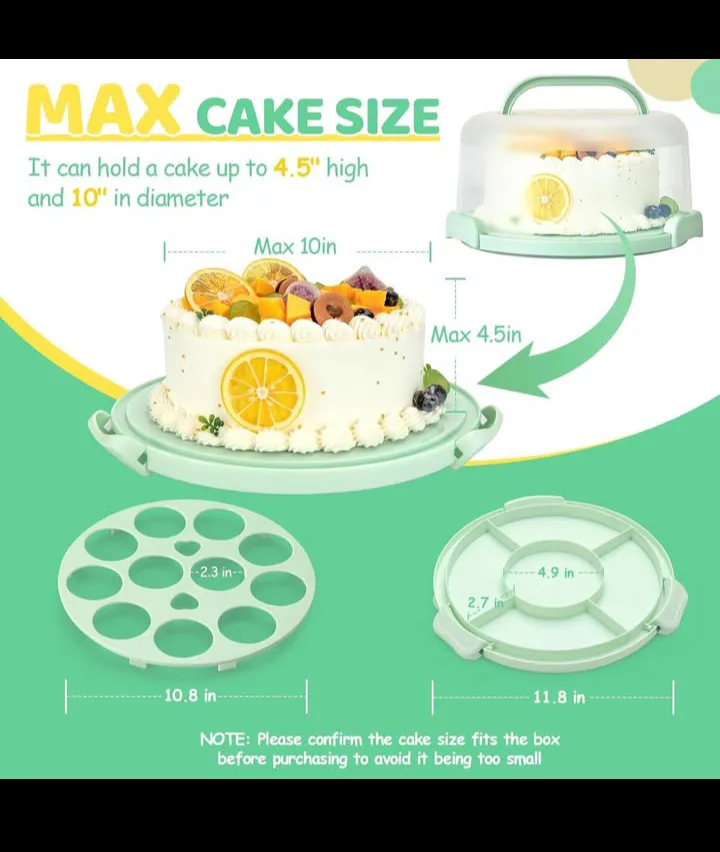 Ohuhu Cake Carrier with Lid - Mint Green image indicator(7)