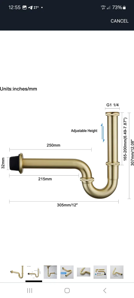 Miraga 1-1/4 inch Slip Inlet Drain image indicator(8)