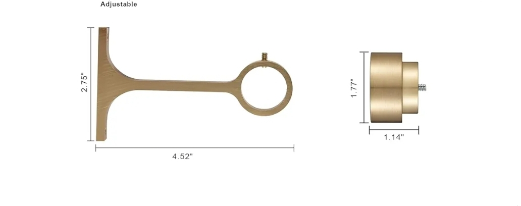 Adjustable (16 - 72 inch) Drapery Curtain Rod - Warm Gold - photo 4