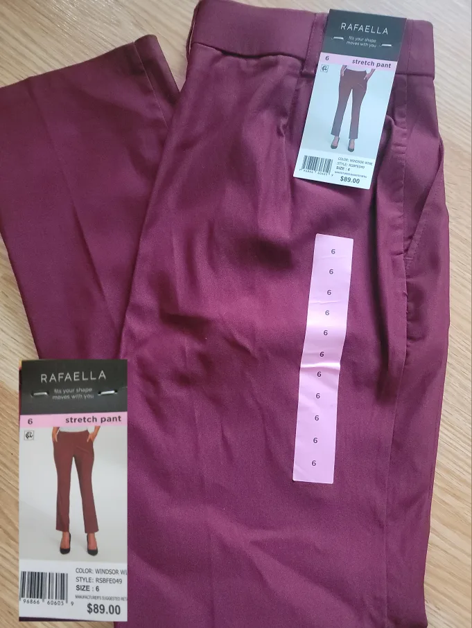 Rafaella Stretch Pants - Size 6, Windsor Wine thumbnail
