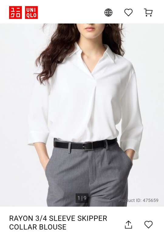 Uniqlo Rayon 3/4 Sleeve Skipper Collar Blouse - White - XS - photo 4