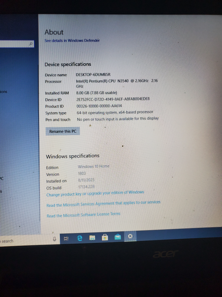 Acer 17" ES1-711 Laptop – For Parts Only - photo 3