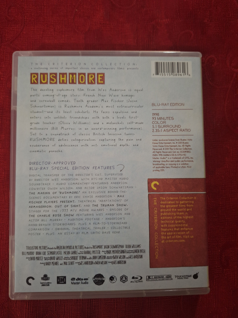 Rushmore Criterion Collection Blu-Ray - photo 2