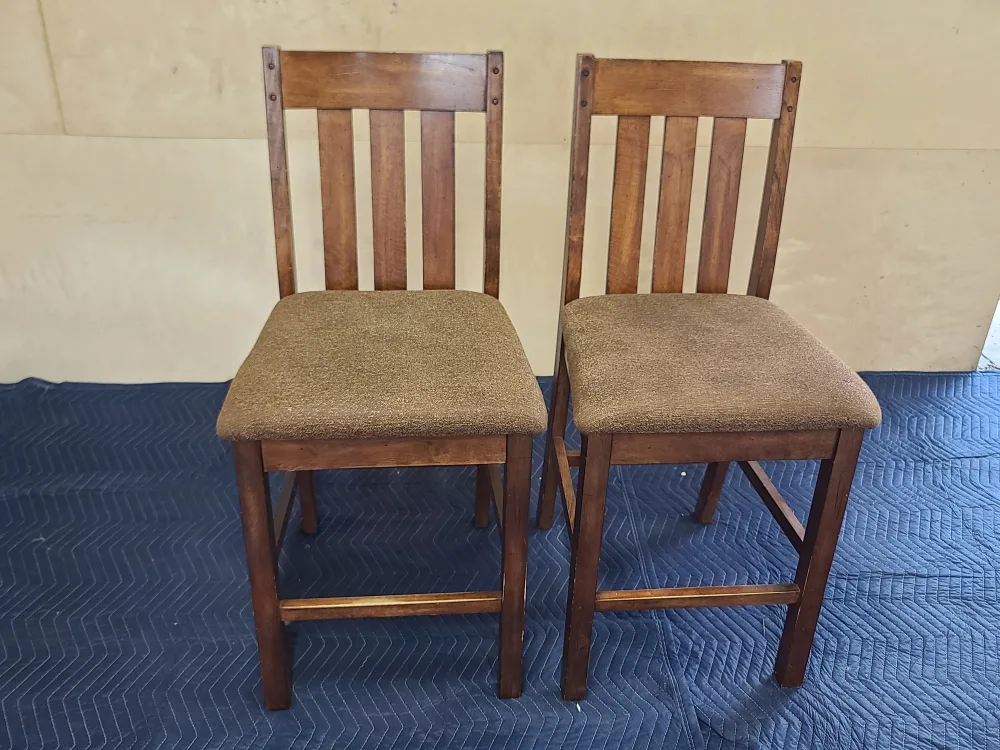 Set of 2 Wooden Bar Stools