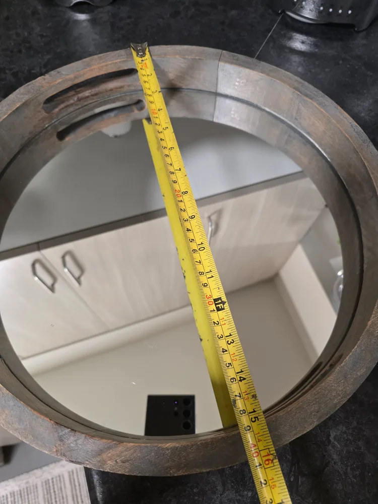 Round Wooden Mirror Tray with Handles thumbnail