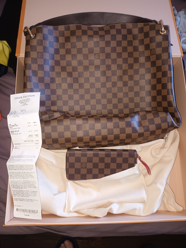Louis Vuitton Damier Ebene Neverfull MM & Wallet
