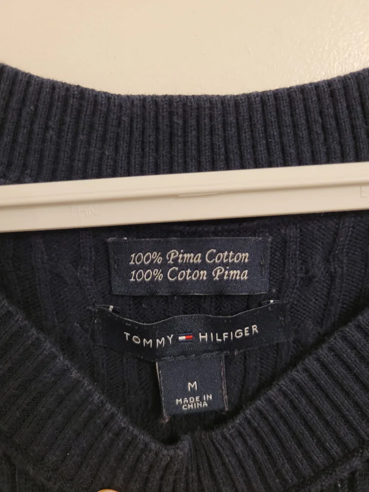 Tommy Hilfiger Blue Cotton Sweater - Size M image indicator(2)