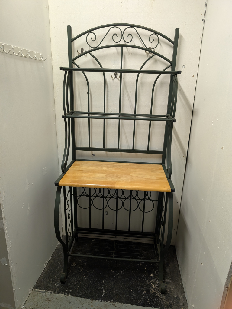 Metal Baker's Rack with Wood Shelf