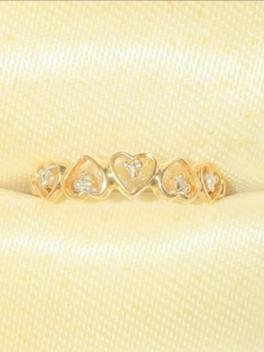 10KT Yellow Gold Heart Ring with 5 Diamond Accents - Price Firm thumbnail