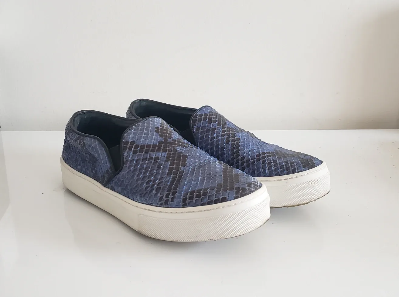 Celine Blue Snakeskin Slip-On Sneakers - Rare image indicator(3)