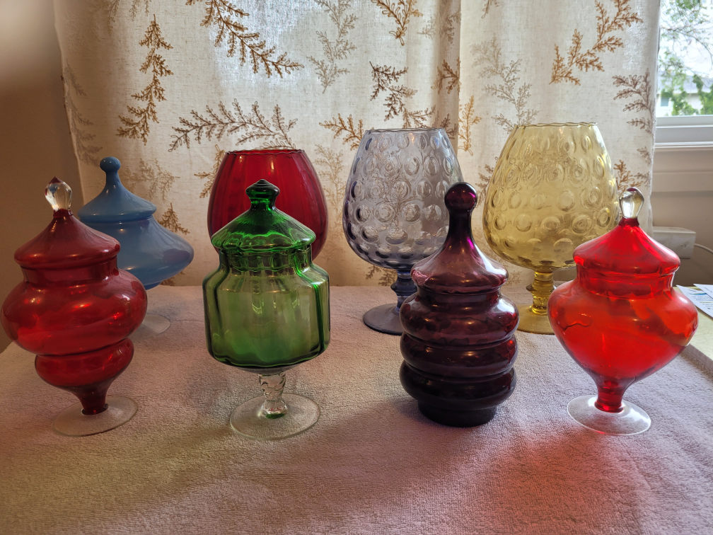 Vintage Empoli apothecary jars and snifters