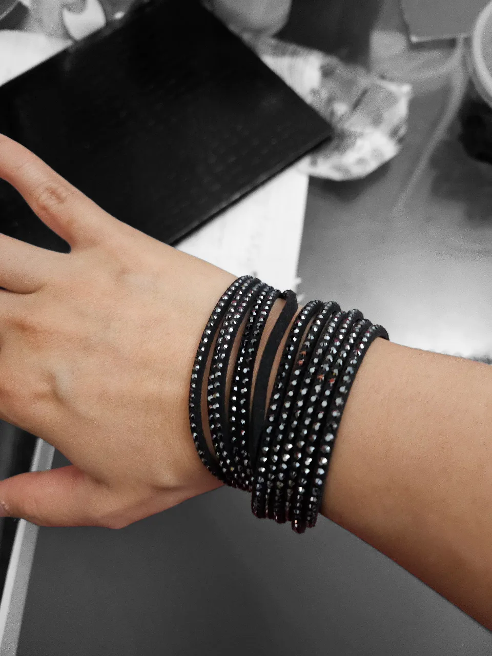 Swarovski bracelet Black Rhinestone Wrap Bracelet thumbnail