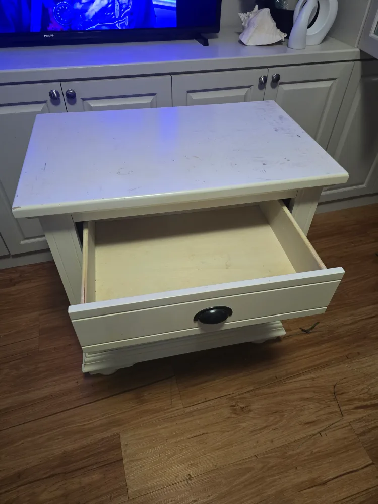 White Side Table with Drawer & Cabinet image indicator(3)