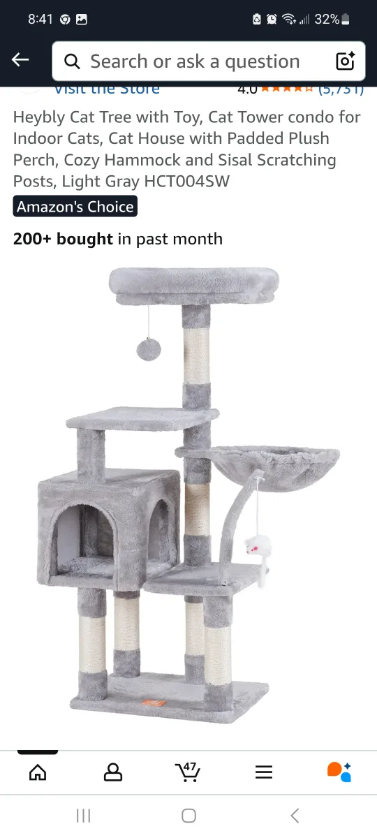 Heybly Cat Tree HCT004S - Light Gray brand new