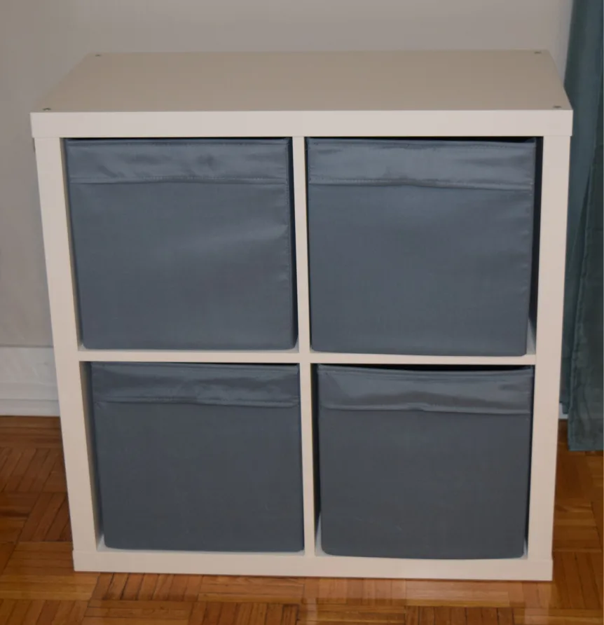 IKEA Kallax Shelf Unit with 4 Gray Inserts thumbnail