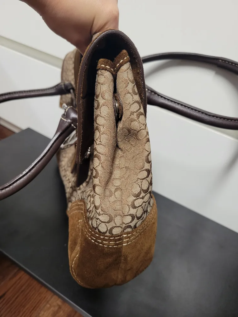 Coach Signature Brown Suede Satchel image indicator(6)