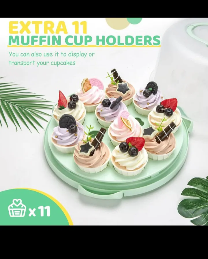 Ohuhu Cake Carrier with Lid - Mint Green image indicator(4)