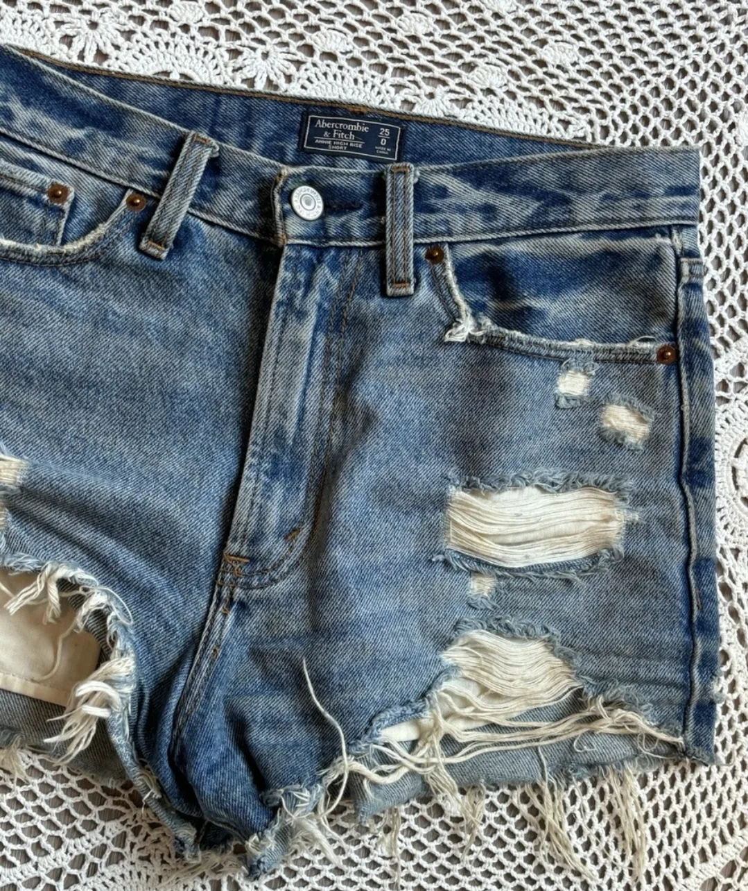 Abercrombie & Fitch Distressed Denim Shorts - Size 25 thumbnail