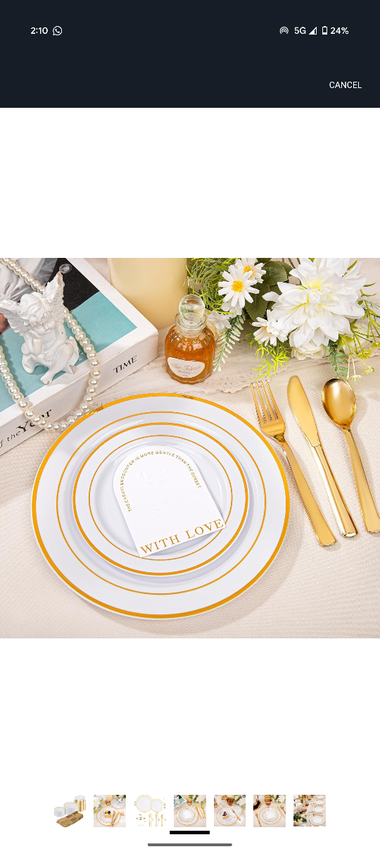 600 Pcs Gold Disposable Plates Plastic Dinnerware Set - photo 4
