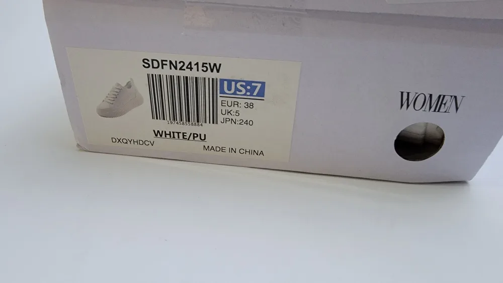 Dream Pairs Women’s Platform Sneakers, White/PU, Size 7, Lace-Up image indicator(8)
