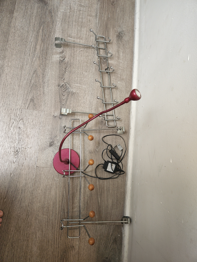 Red Adjustable Desk Lamp & Metal Wall Rack - photo 2