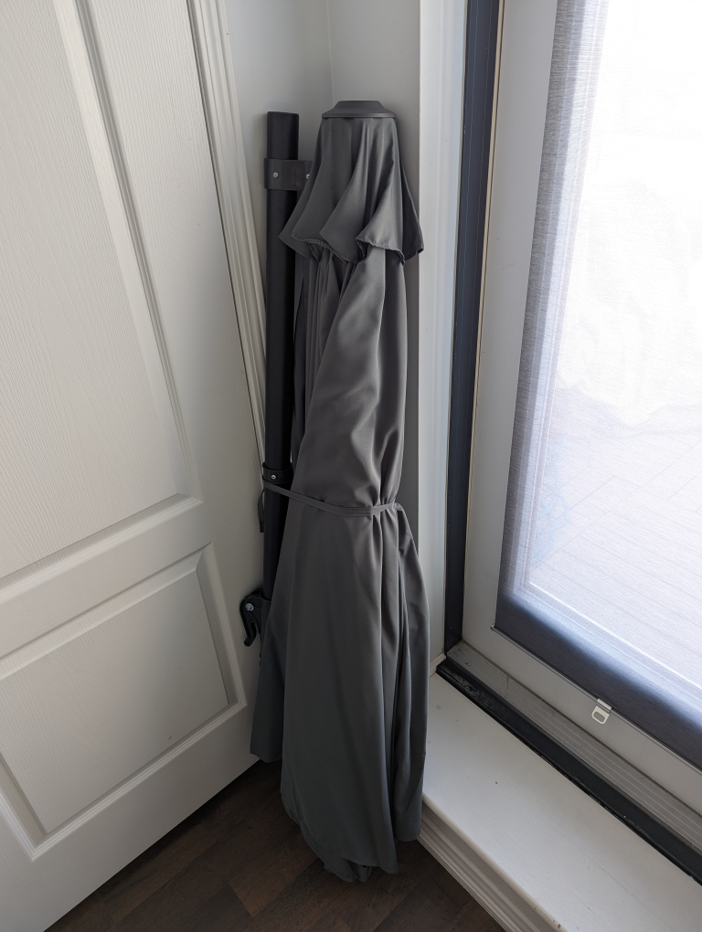 Gray Wall Mounted Patio Umbrella
