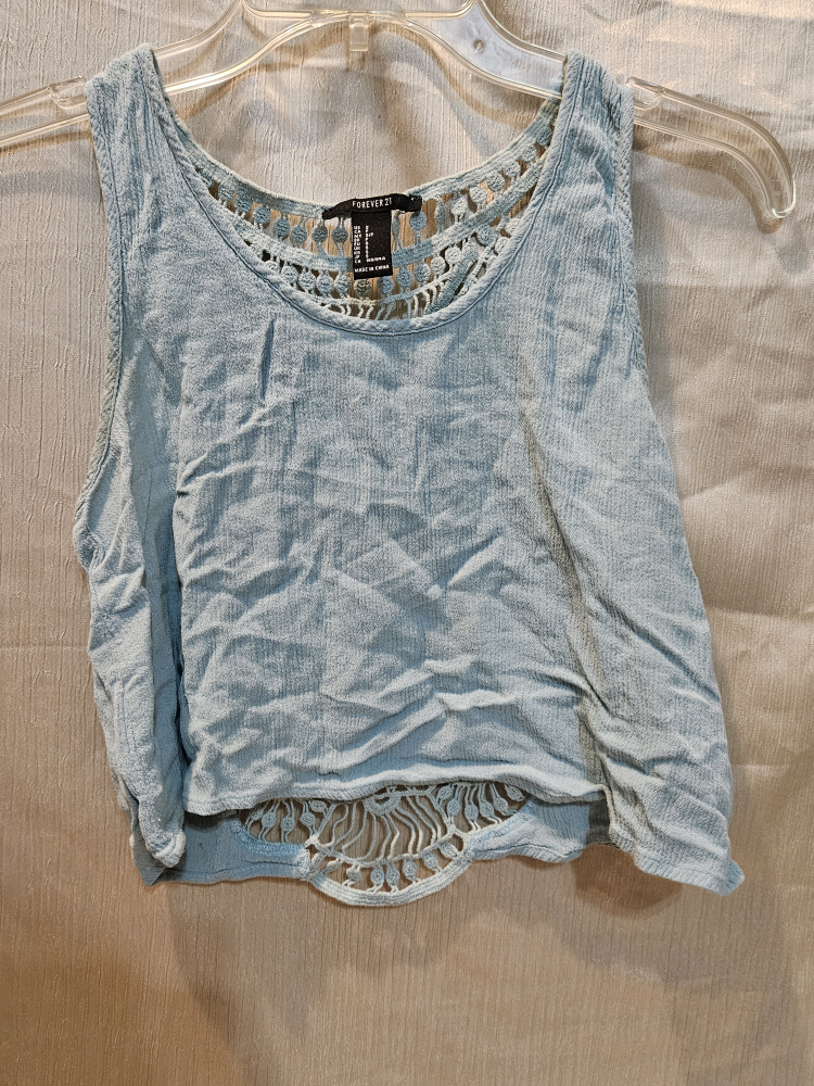 Forever 21 Blue Crochet Tank Top - Size S