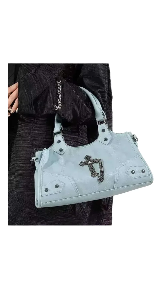 Light Blue Shoulder Bag with Cross Charm image indicator(7)