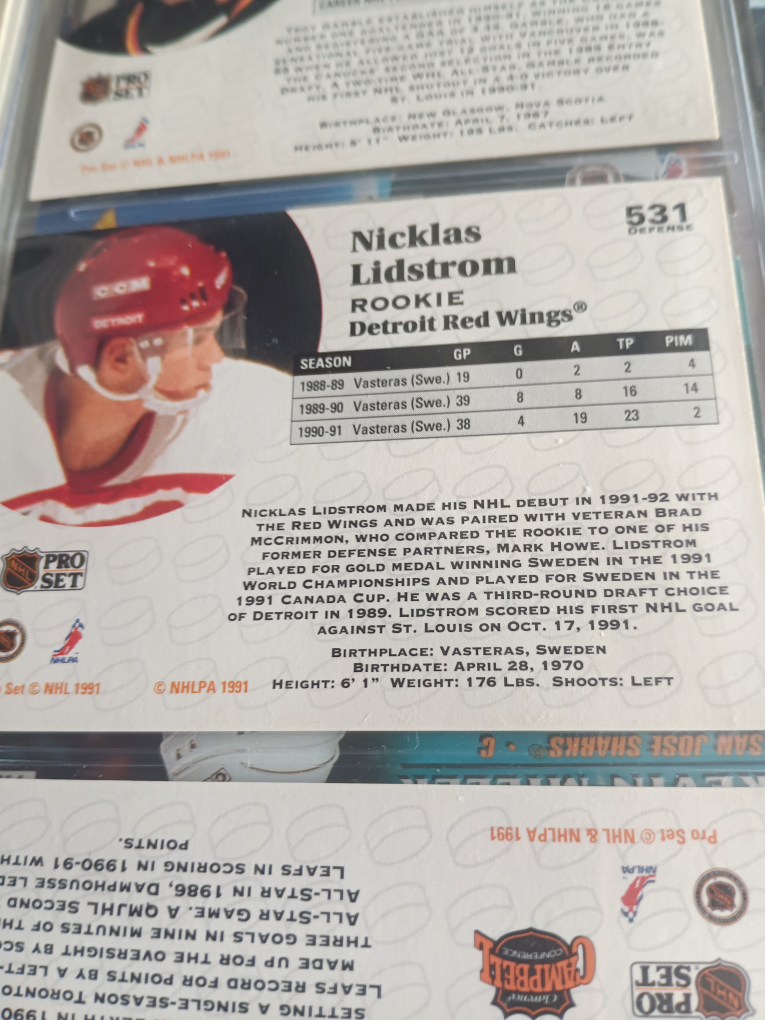 Niklas Lidstrom Rookie Card - Detroit Red Wings - photo 2