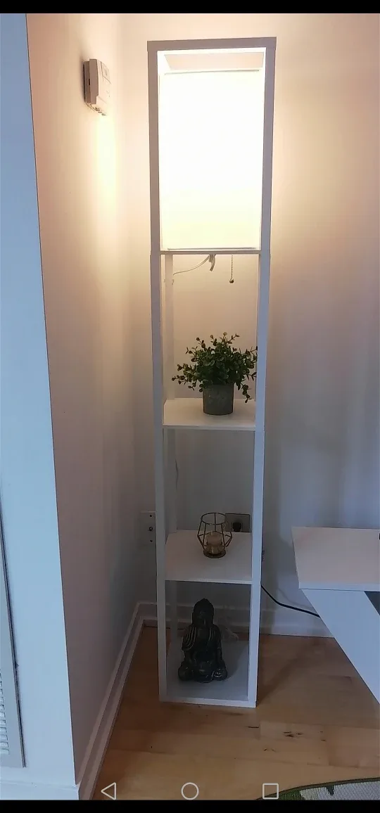 White Shelving Unit with Lamp