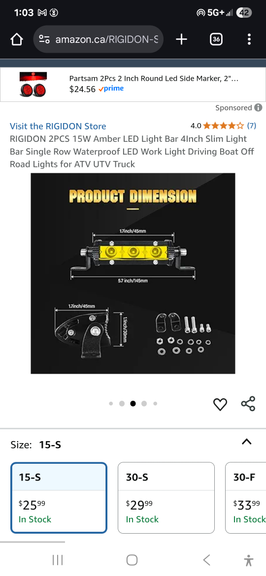 RIGIDON 2PCS 15W Amber LED Light Bar - photo 4