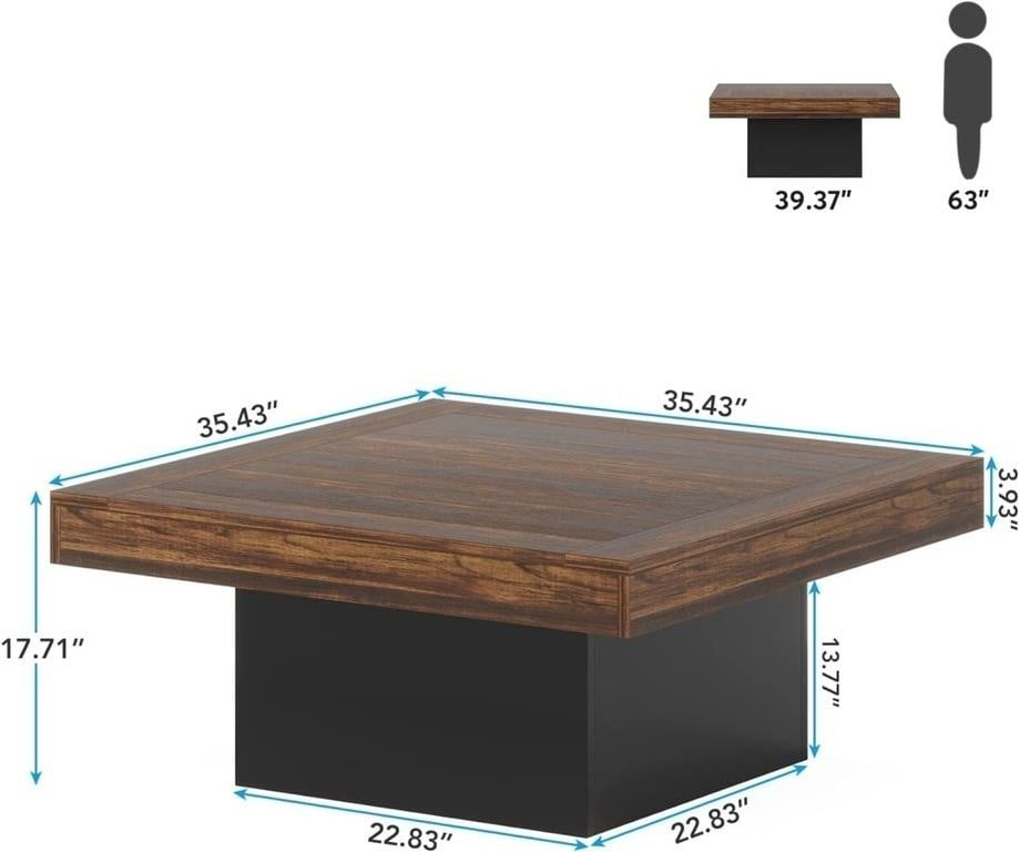 Square Coffee Table with RGB LED Light - photo 2