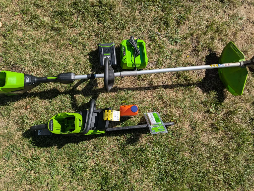 Greenworks 80V Chainsaw & String Trimmer Combo CASH ONLY AS IS image indicator(2)