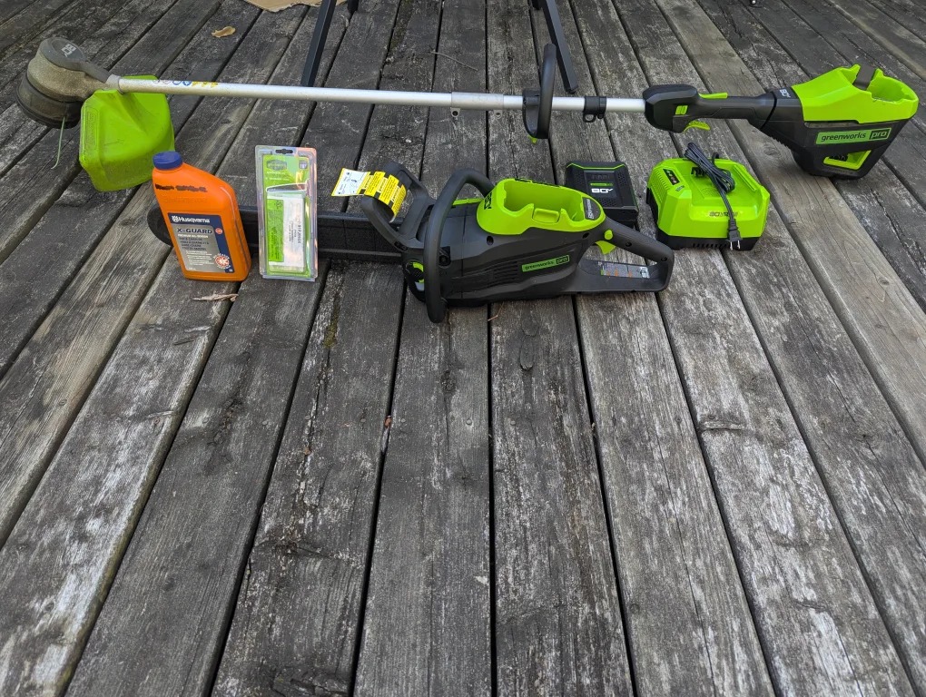 Greenworks 80V Chainsaw & String Trimmer Combo CASH ONLY AS IS image indicator(4)