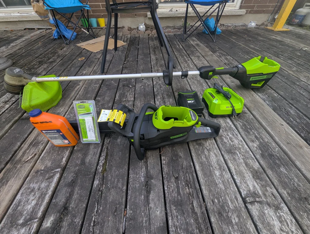 Greenworks 80V Chainsaw & String Trimmer Combo CASH ONLY AS IS image indicator(7)