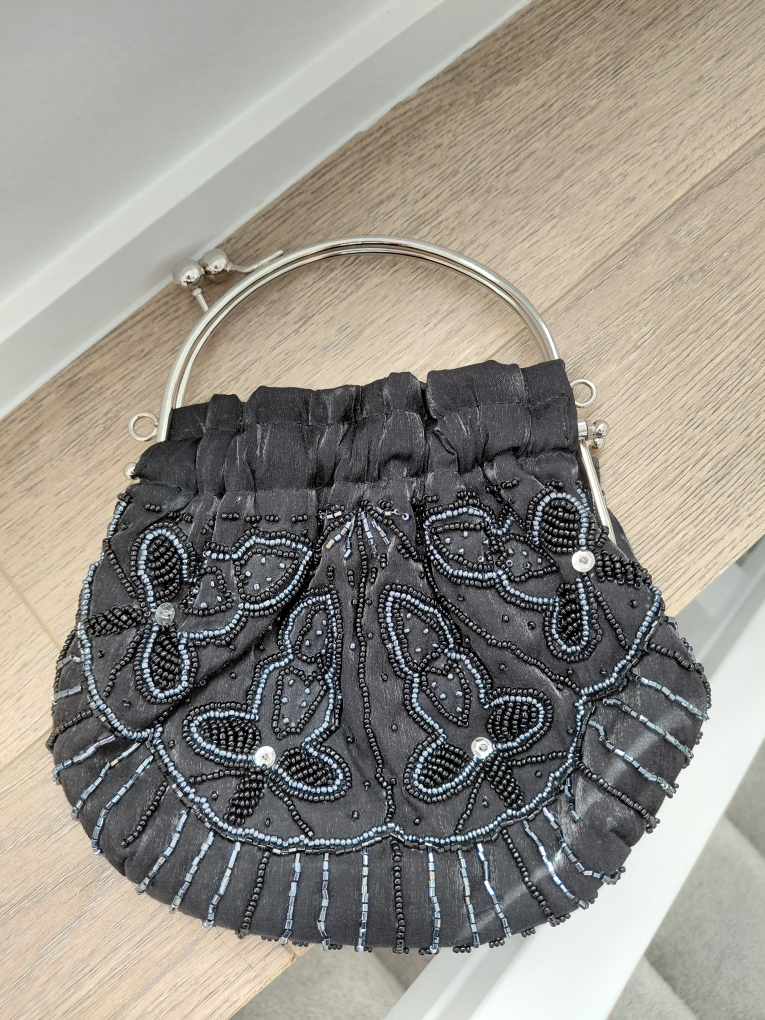 Vintage Black Beaded Evening Bag - photo 2