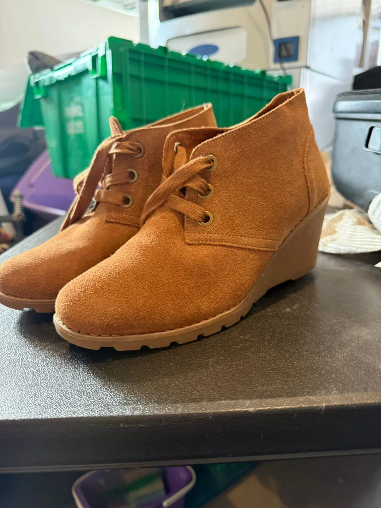Brown Suede Wedge Ankle Boots thumbnail