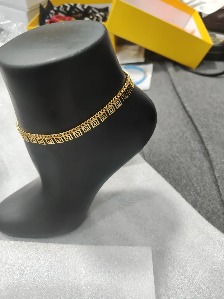 Gold Tone Anklet with Greek Key Design image indicator(3)