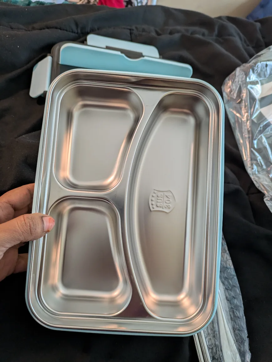 brand new stainless steel 3 compartments lunch box image indicator(5)